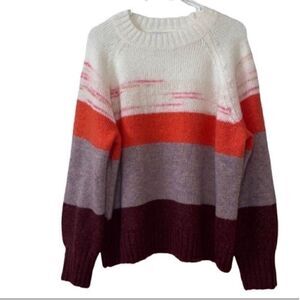 Old Navy Women's Colorblock Sweater - Cream, Orange, Gray, Burgundy
